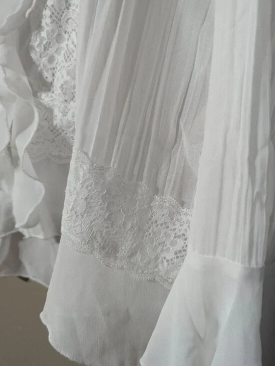 Free  People sheer white long sleeve blouse XL - Picture 6 of 12